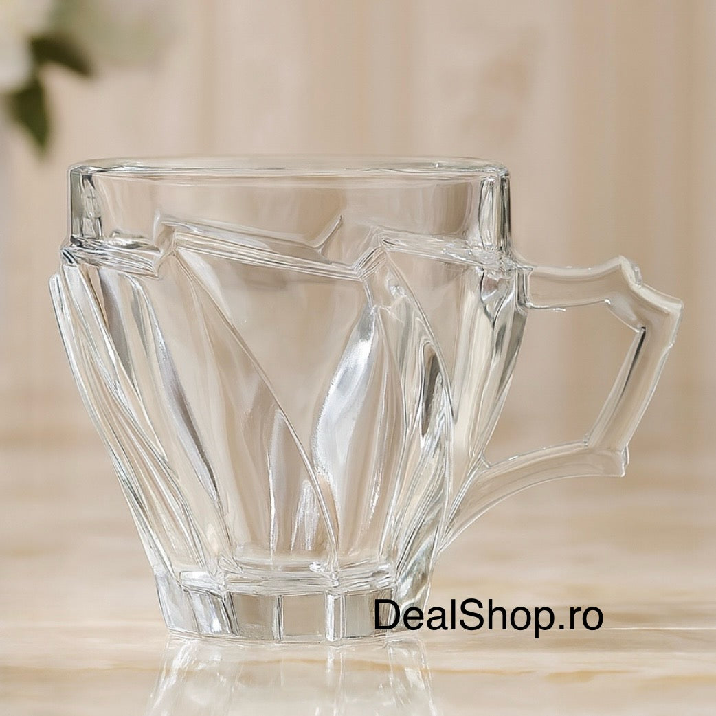 Set 6 Cești din Sticlă Rezistentă 240 ml – Eleganță și Durabilitate pentru Cafea sau Ceai