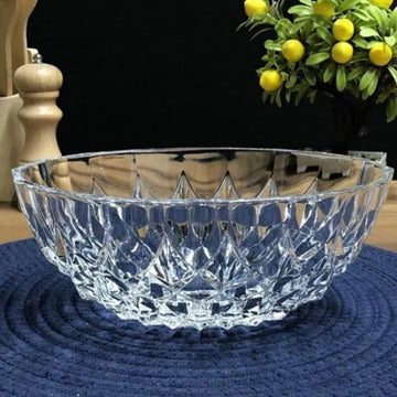 Bol oval din sticla Lavinia 24 x 15.5 x 9.5 cm design elegant cu efect de cristal ideal pentru servire rafinată