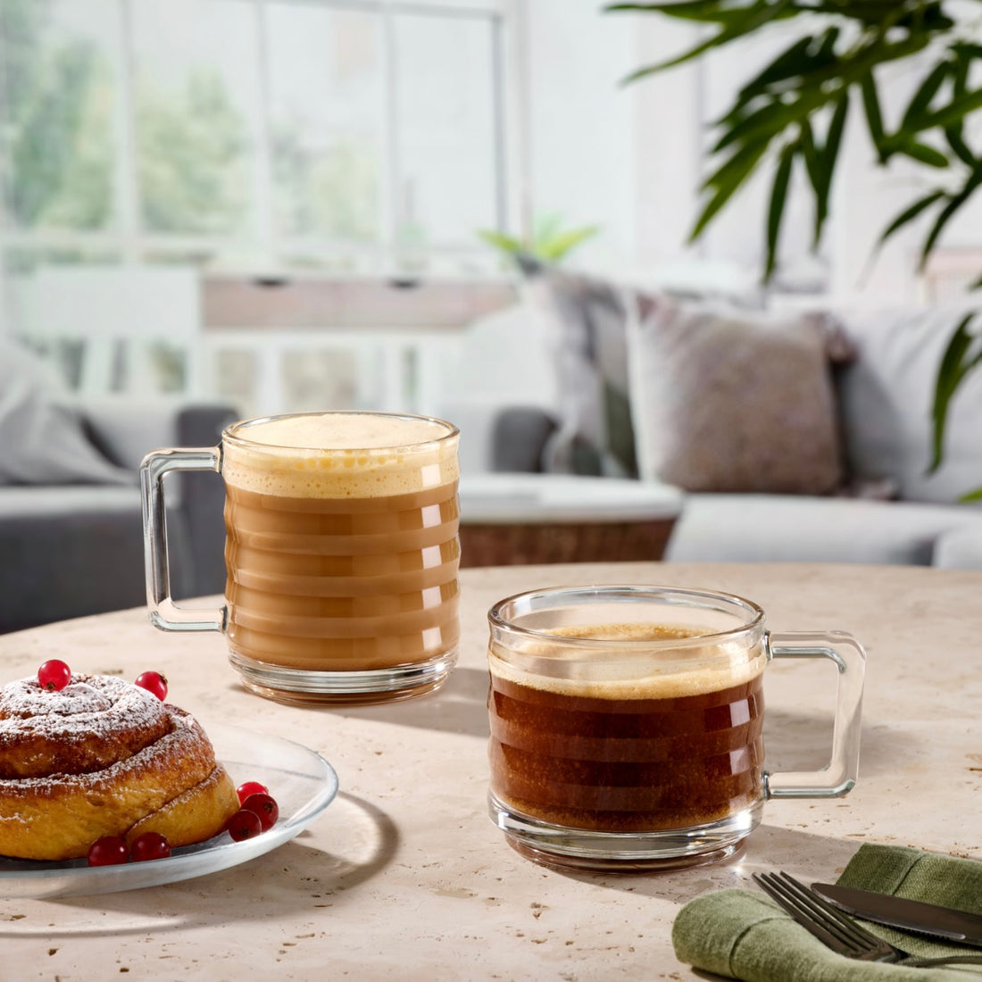 Set 6 Cești din Sticlă Bricks 320 ml, Rezistente, Elegante, Ideal pentru Cafea și