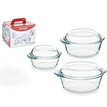 Set 3 vase din yena cu capac rotunde – Borcam, 0,84 litru, 1,5 litri si 2,1 litri 159021