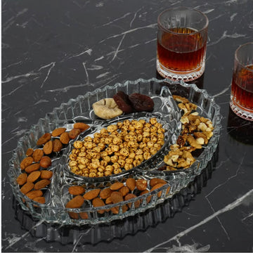 Platou aperitiv deserturi sticla rezistenta oval 30 x 21 cm Nova