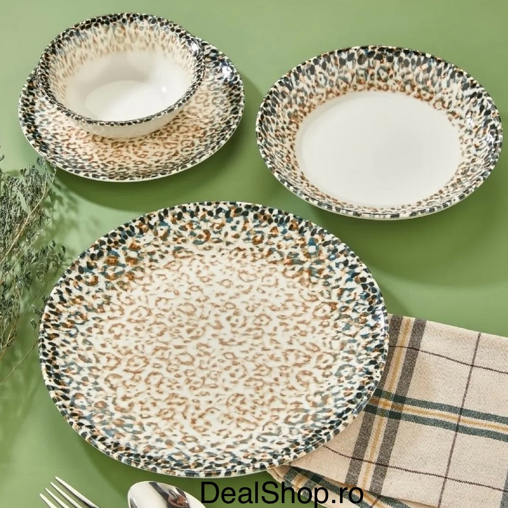 Serviciu de masă din porțelan 48 piese Leopard Print – pentru 12 persoane, design modern și elegant 05