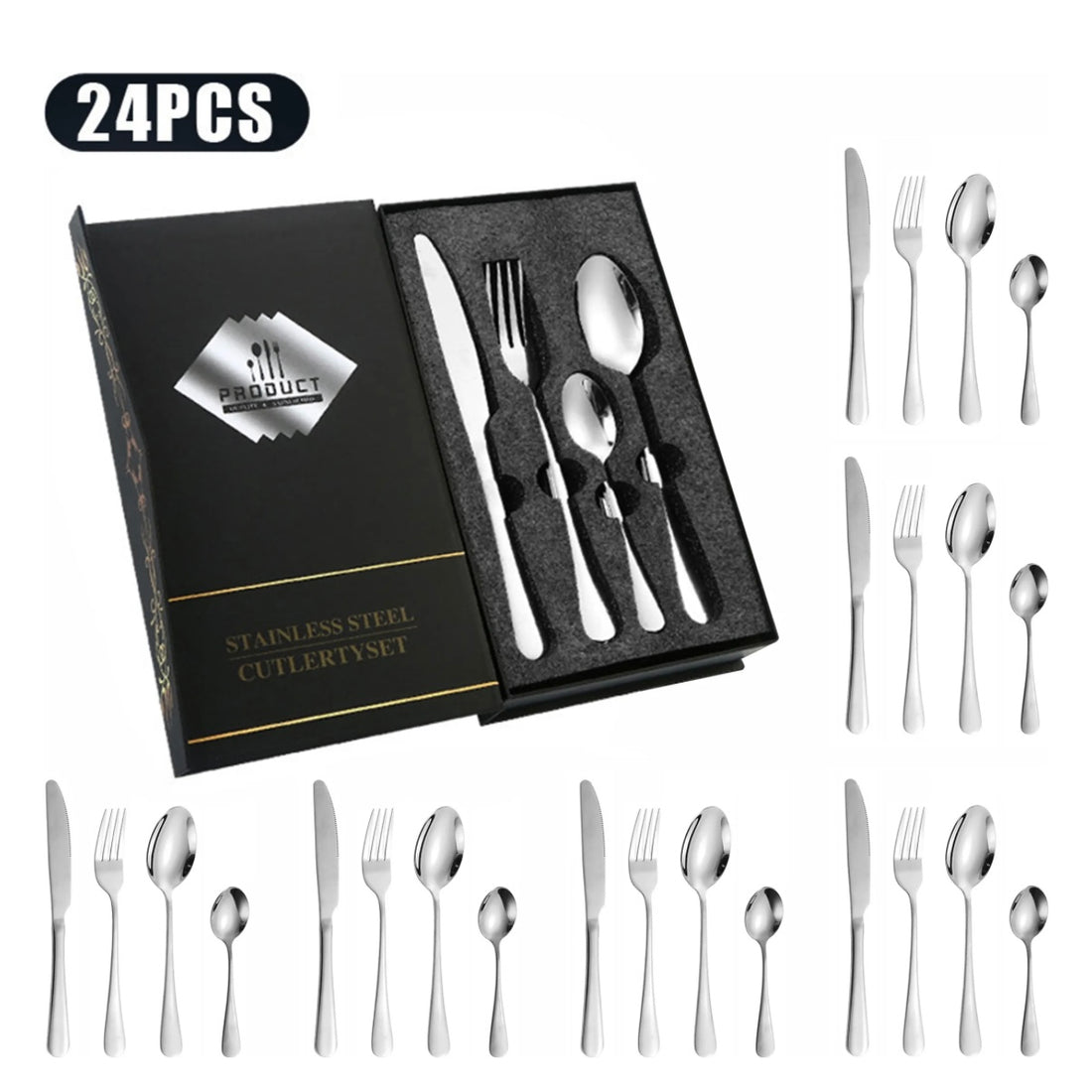 Set tacâmuri inox,24 piese pentru 6 persoane,Product