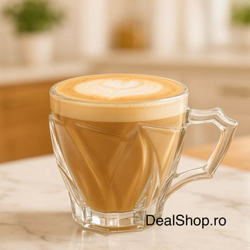 Set 6 Cești din Sticlă Rezistentă 240 ml – Eleganță și Durabilitate pentru Cafea sau Ceai