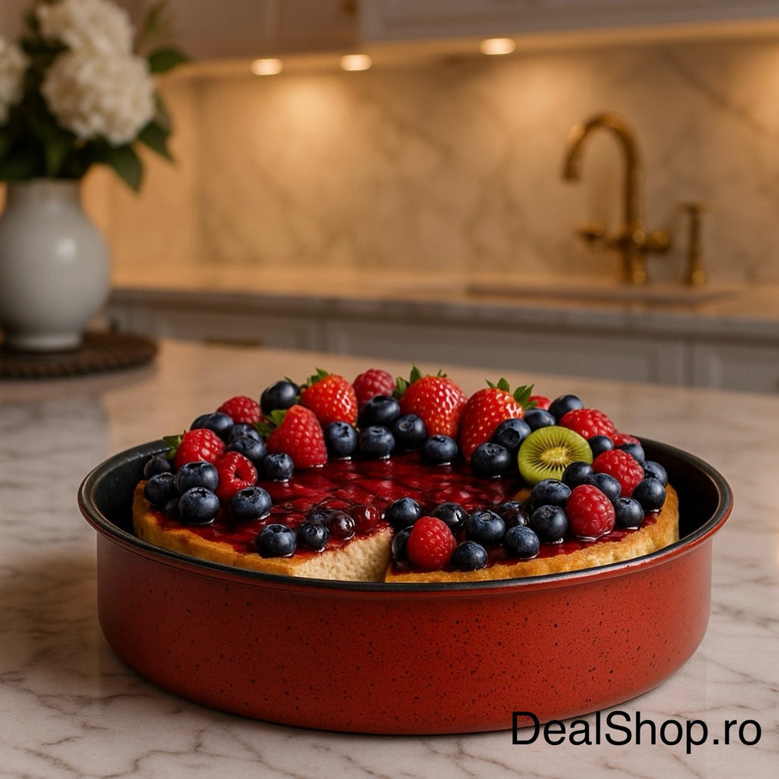 Tava copt rotunda acoperire ceramica dimensiune 35x7 cm 2 straturi Heinner