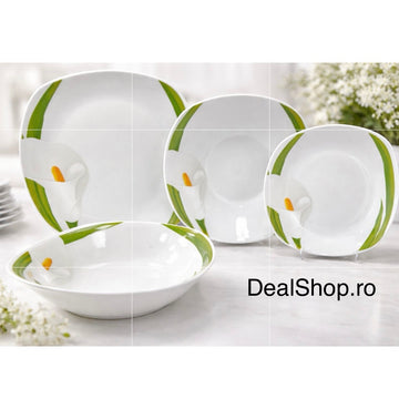 Serviciu de Masă din Porțelan 19 Piese, pentru 6 persoane ,Model Floral Cală TL 173-7, pentru 6 Persoane