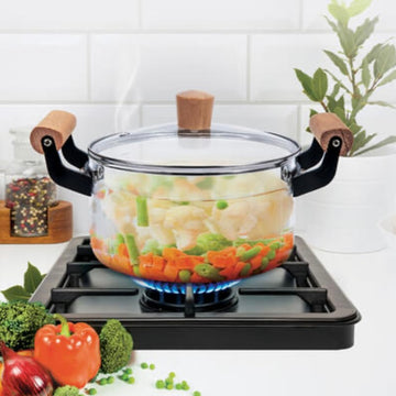 Cratita 3.2 litri sticla borosilicata cu capac rezistenta la temperaturi înalte ideala pentru gătit gustos si sănătos