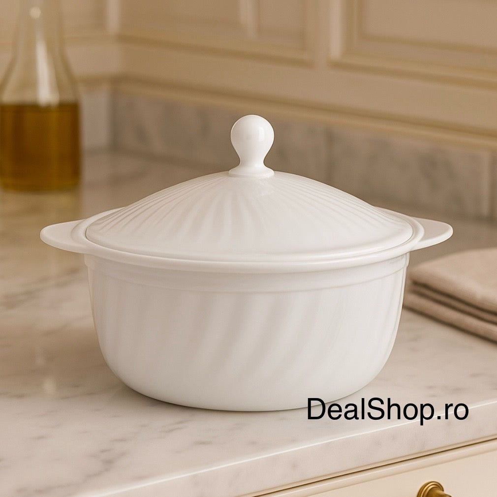 Supieră din opal cu capac 2,5 L – termorezistenta elegantă și practica