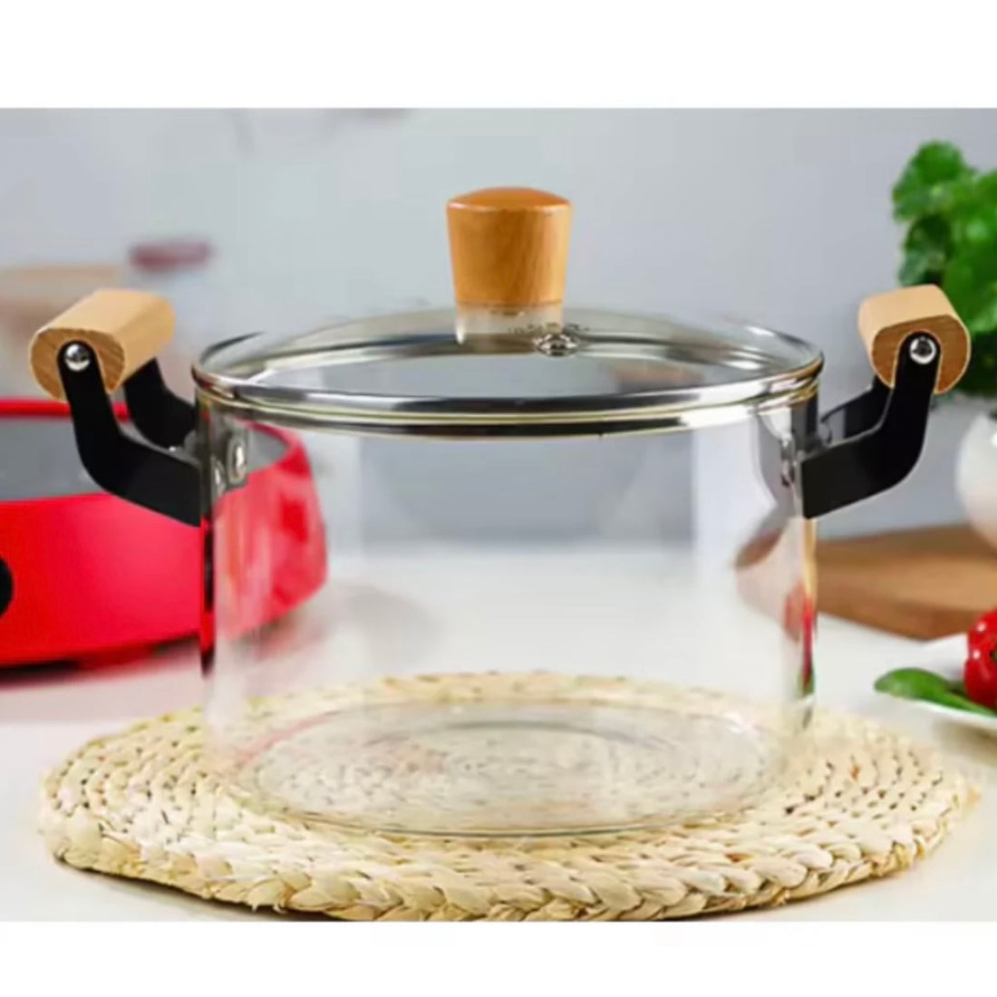 Cratita 3.2 litri sticla borosilicata cu capac rezistenta la temperaturi înalte ideala pentru gătit gustos si sănătos