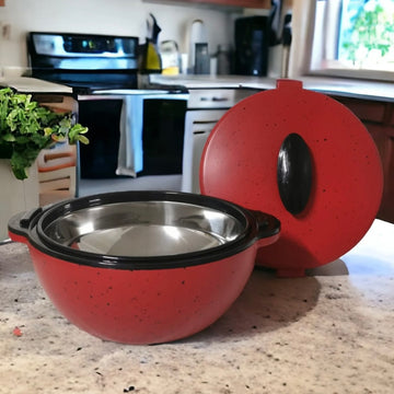 Caserolă termică 3.35L cu capac, menține cald/rece 4–7 ore, BPA Free, recipient servire mâncare – roșu/negru