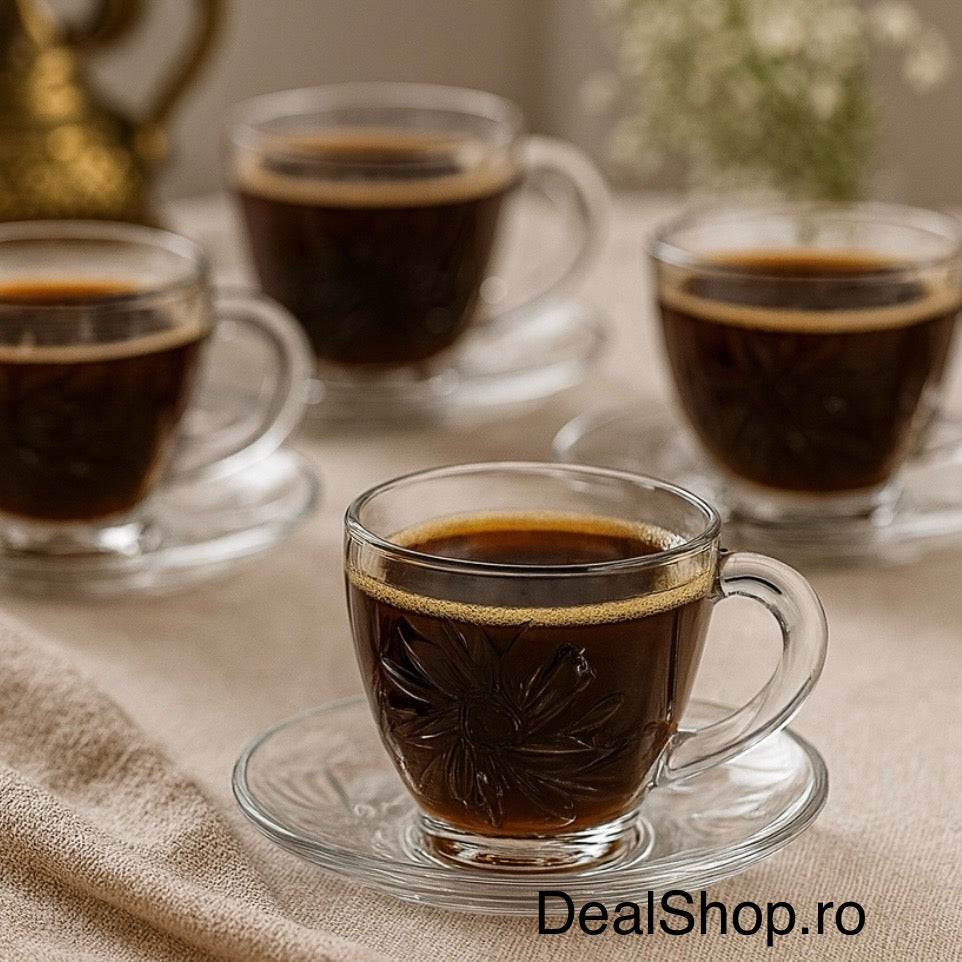 Set 6 cesti cafea ceai Kaveh Sunstar 190 ml sticla  Eleganta si Rafinament pentru Momente de Rasfat