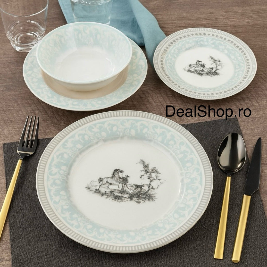 Serviciu de masa din porțelan Blue Damask 24 piese 6 persoane 06