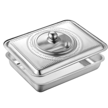 Tavă cuptor inox cu capac 35x26x7 cm, Vanora Home – tavă coacere prăjituri, friptură, lasagna