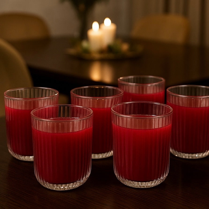 Set 18 Pahare din Sticlă Mansoura Alex 250 ml Design Modern cu Textură în Dungi CADOUL PERFECT