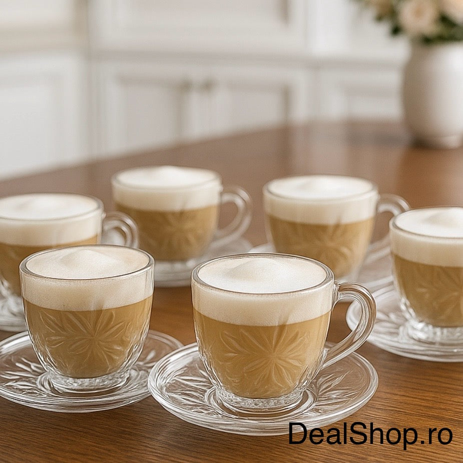 Set 6 cesti cafea ceai Kaveh Sunstar 190 ml sticla  Eleganta si Rafinament pentru Momente de Rasfat