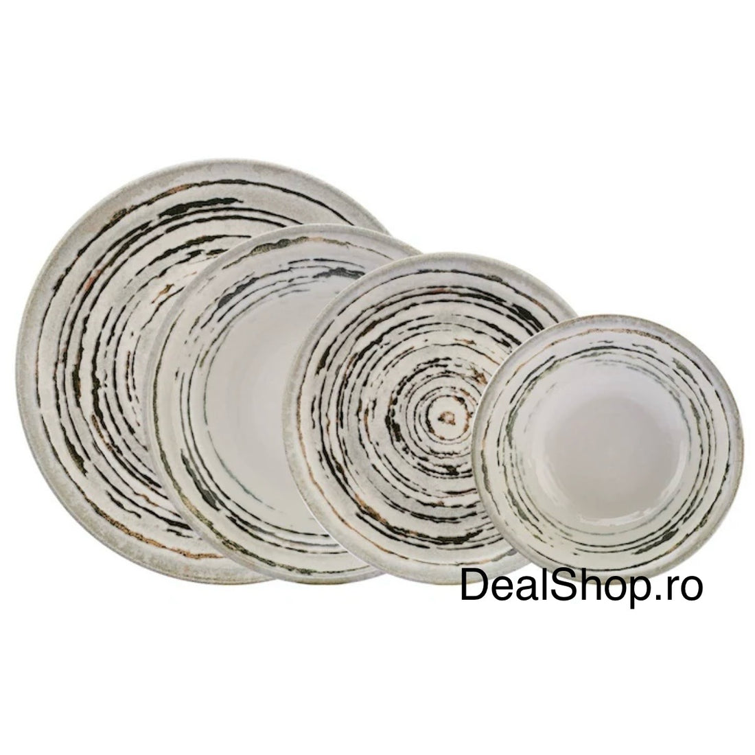 Serviciu de Masa din Porțelan Verde Rustico 48 Piese pentru 12 Persoane Design Pictural Circular Eleganță Rustică și Stil Modern 187