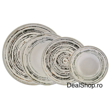 Serviciu de masa din portelan Verde Rustico 24 piese pentru 6 persoane cu design pictural circular 187