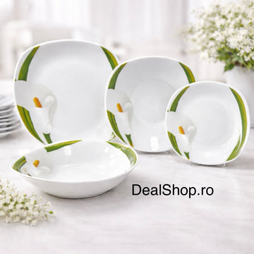 Serviciu de Masă din Porțelan 19 Piese, pentru 6 persoane ,Model Floral Cală TL 173-7, pentru 6 Persoane