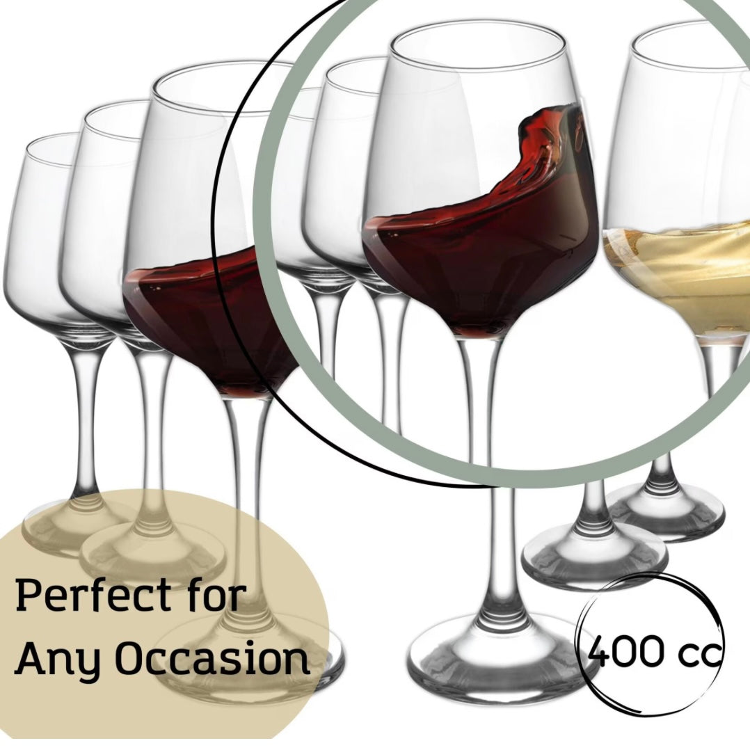 Set 6 Pahare Vin Alb, Rosu Rose Cocktail din Sticlă 400 ml, Lav Lal Eleganță și Versatilitate pentru Orice Ocazie