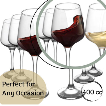 Set 6 Pahare Vin Alb, Rosu Rose Cocktail din Sticlă 400 ml, Lav Lal Eleganță și Versatilitate pentru Orice Ocazie