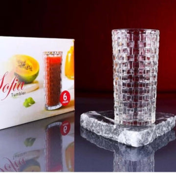 Set 6 pahare sticla 330 ml Sofia Diamond model diamant