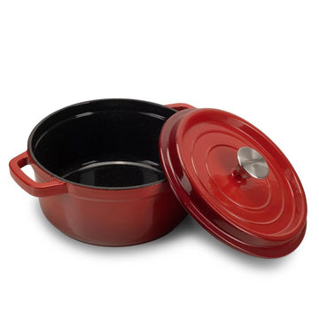 Oala 6 litri Fonta Emailata Hausberg HB-H748 , Diametru 28x13 Cm, Interior Antiaderent, Capacitate