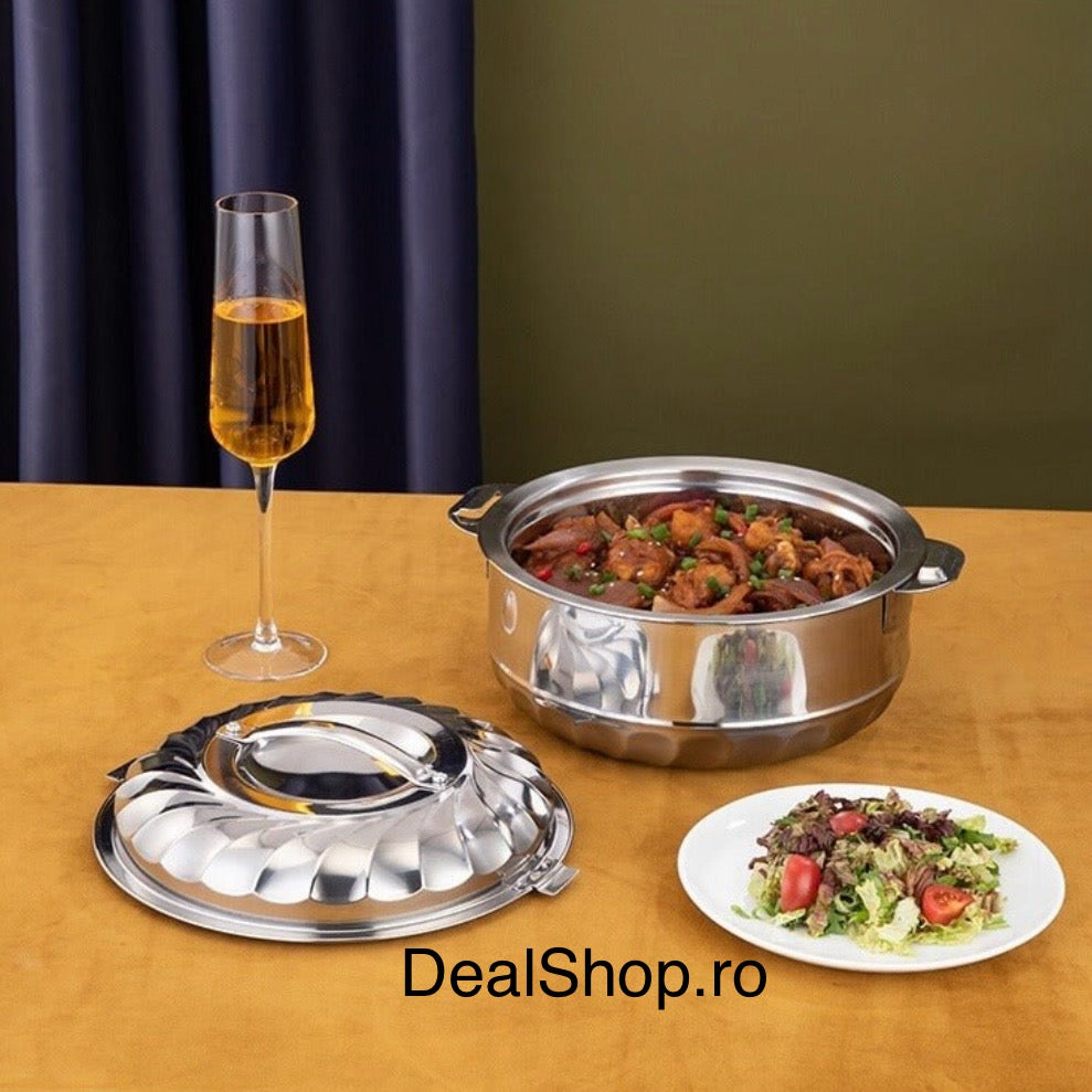 Caserola termica din inox 4,3 litri pastreaza alimentele calde sau reci