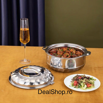 Caserola termica din inox 4,3 litri pastreaza alimentele calde sau reci