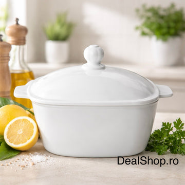 Supieră din opal cu capac 2 litri – termorezistenta elegantă și practica