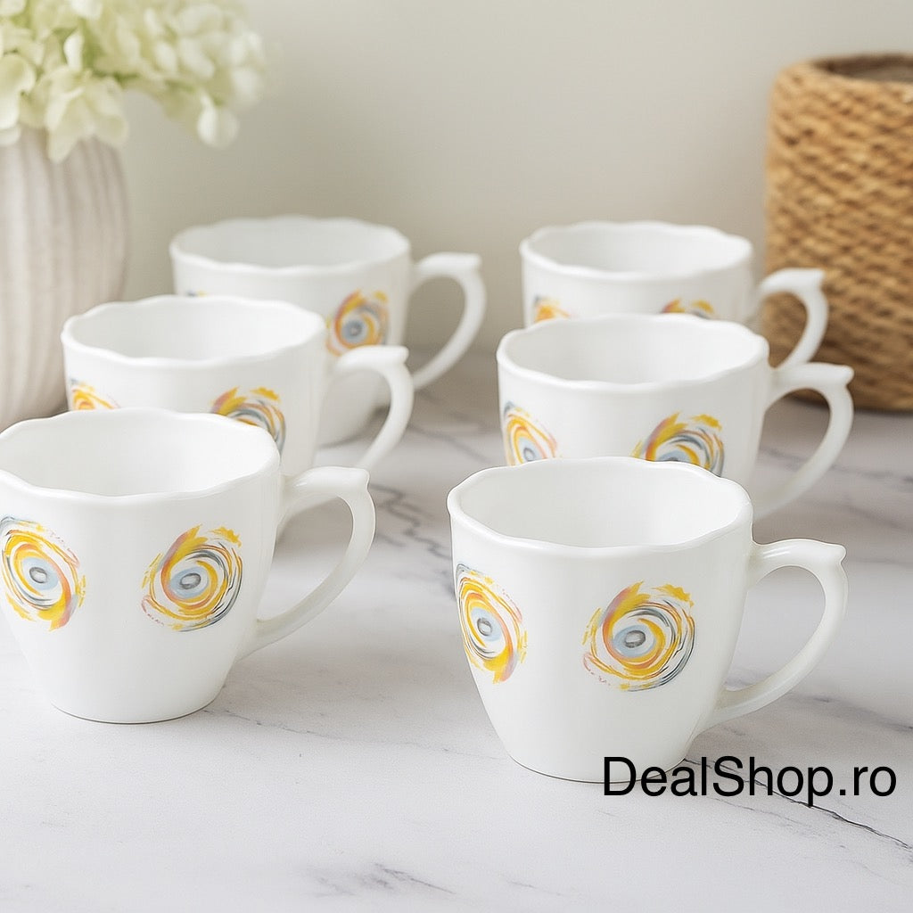 Set 6 Cești Opal Spiral 190 ml  Design Modern și Elegant
