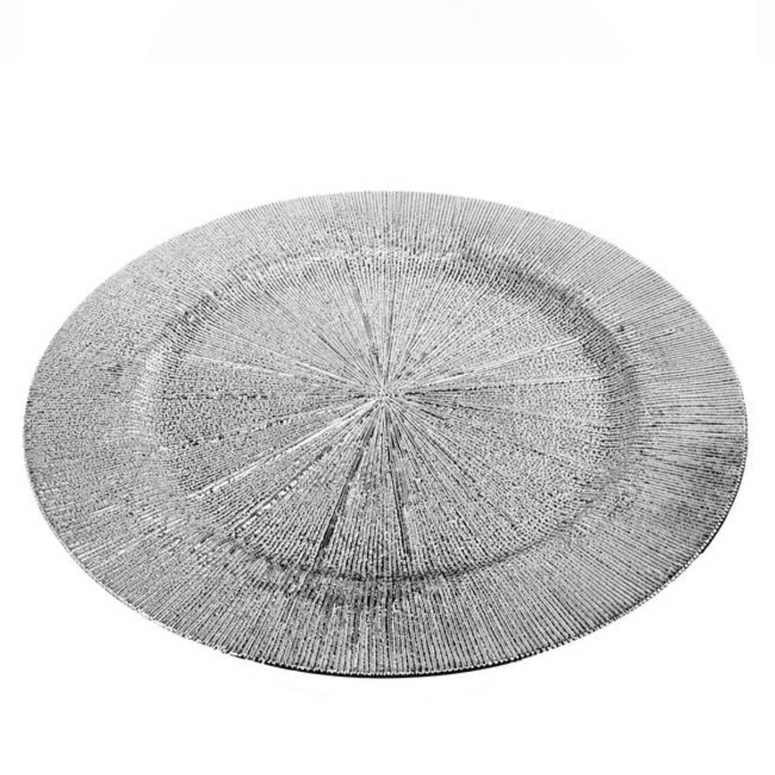 Platou Decorativ Rotund din Plastic Argintiu cu Model Ø 30 cm