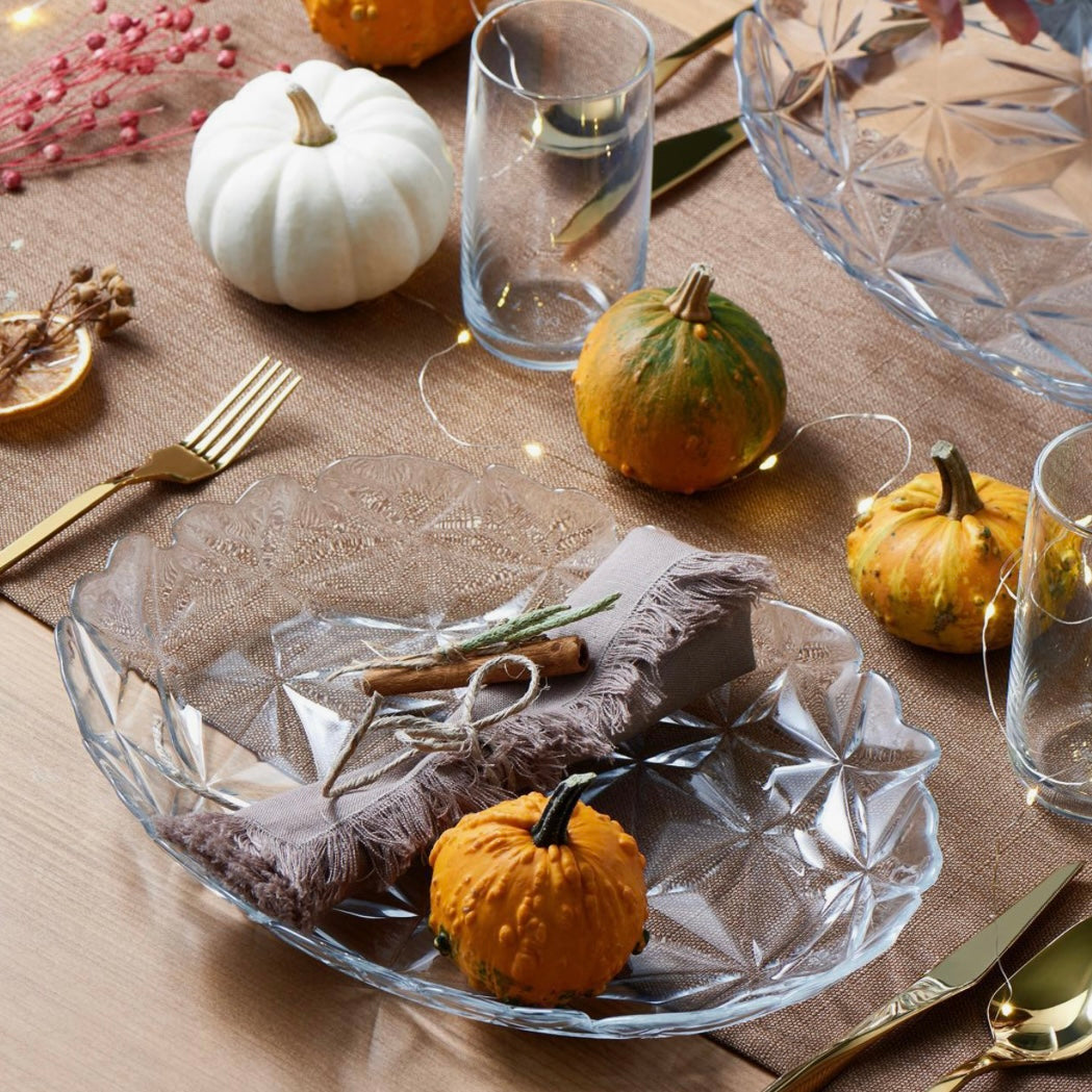 Platou din sticla Estrella 33 x 25 x 4.7 cm – design elegant în relief, ideal pentru servire modernă