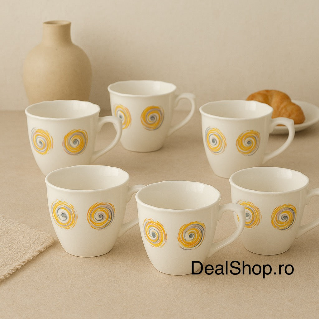 Set 6 Cești Opal Spiral 190 ml  Design Modern și Elegant