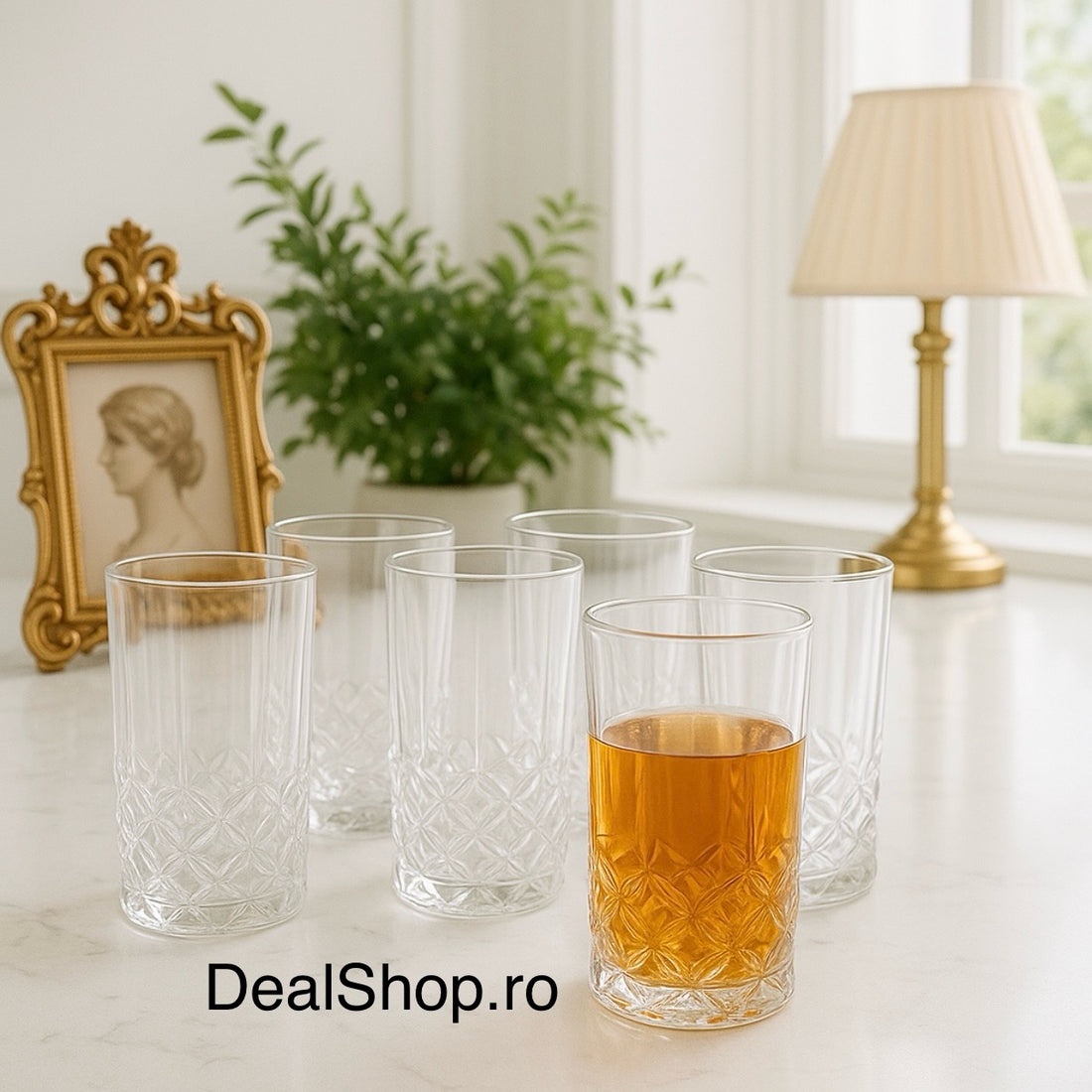 Set 12 pahare din sticlă Kaveh, 330 ml design elegant pentru băuturi reci și cocktailuri