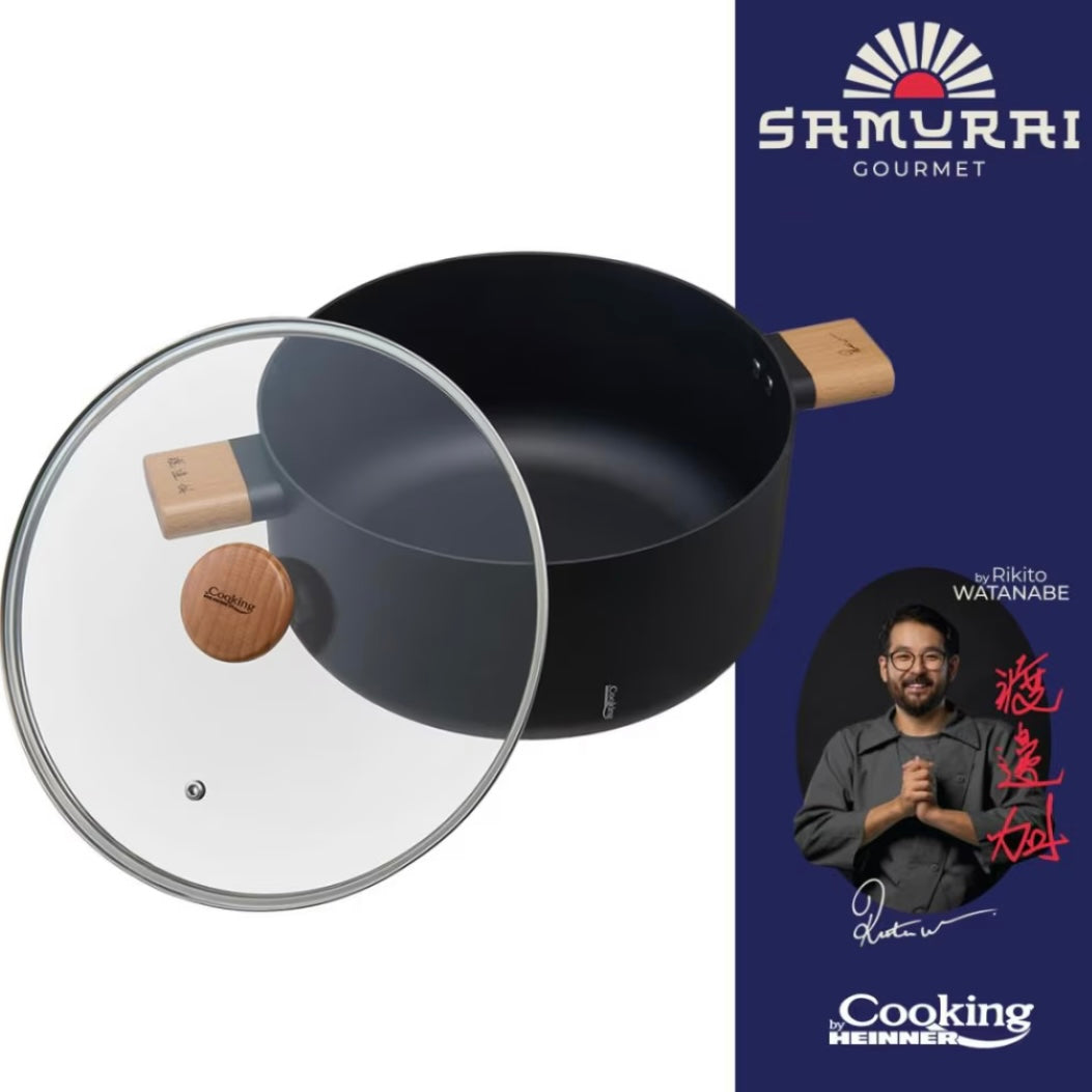 Oala cu capac Cooking by Heinner - Samurai Gourmet by Rikito Watanabe invelis ceramic, inductie, 28 x 14 cm, 7.8 litri