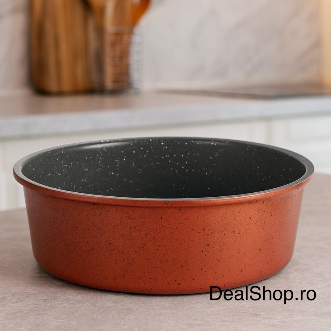 Tava cuptor copt rotunda acoperire ceramica, dimensiune 30x10 cm, 2 straturi,Heinner