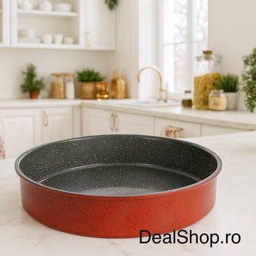 Tava copt rotunda acoperire ceramica dimensiune 35x7 cm 2 straturi Heinner