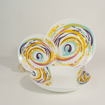 Serviciu de masa Spiral din opal pentru 6 persoane,18 piese design modern rezistent și elegant