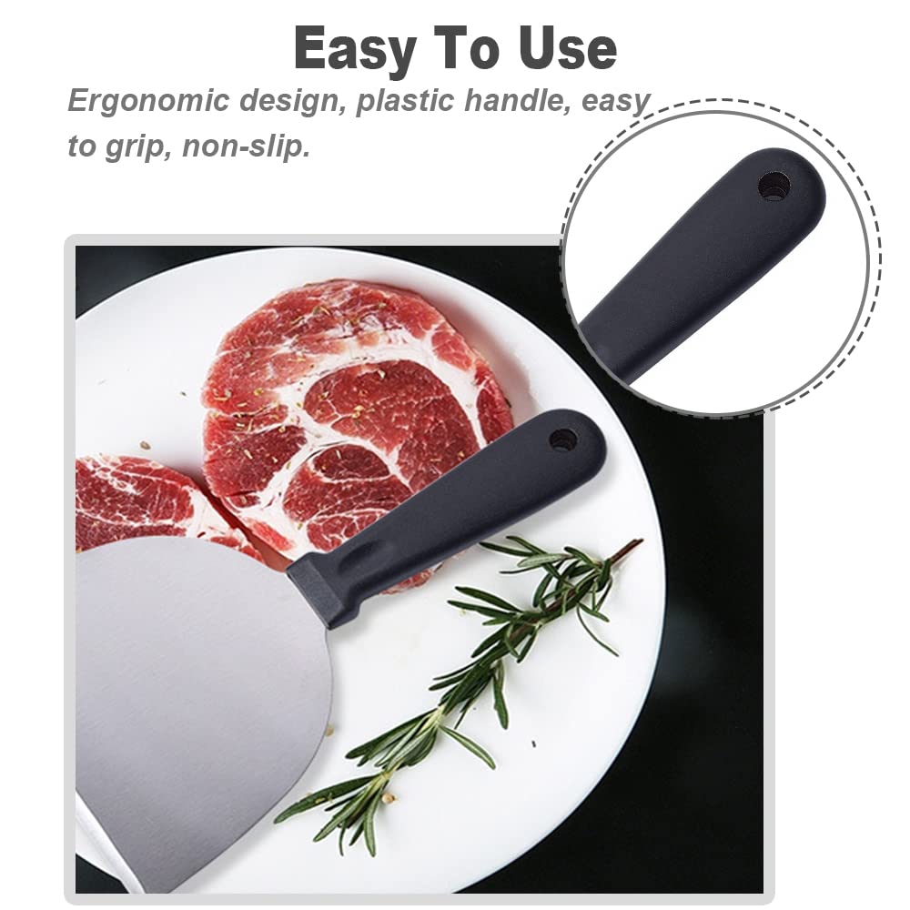 Spatulă din inox pentru grătar, burgeri și pizza-mâner ergonomic
