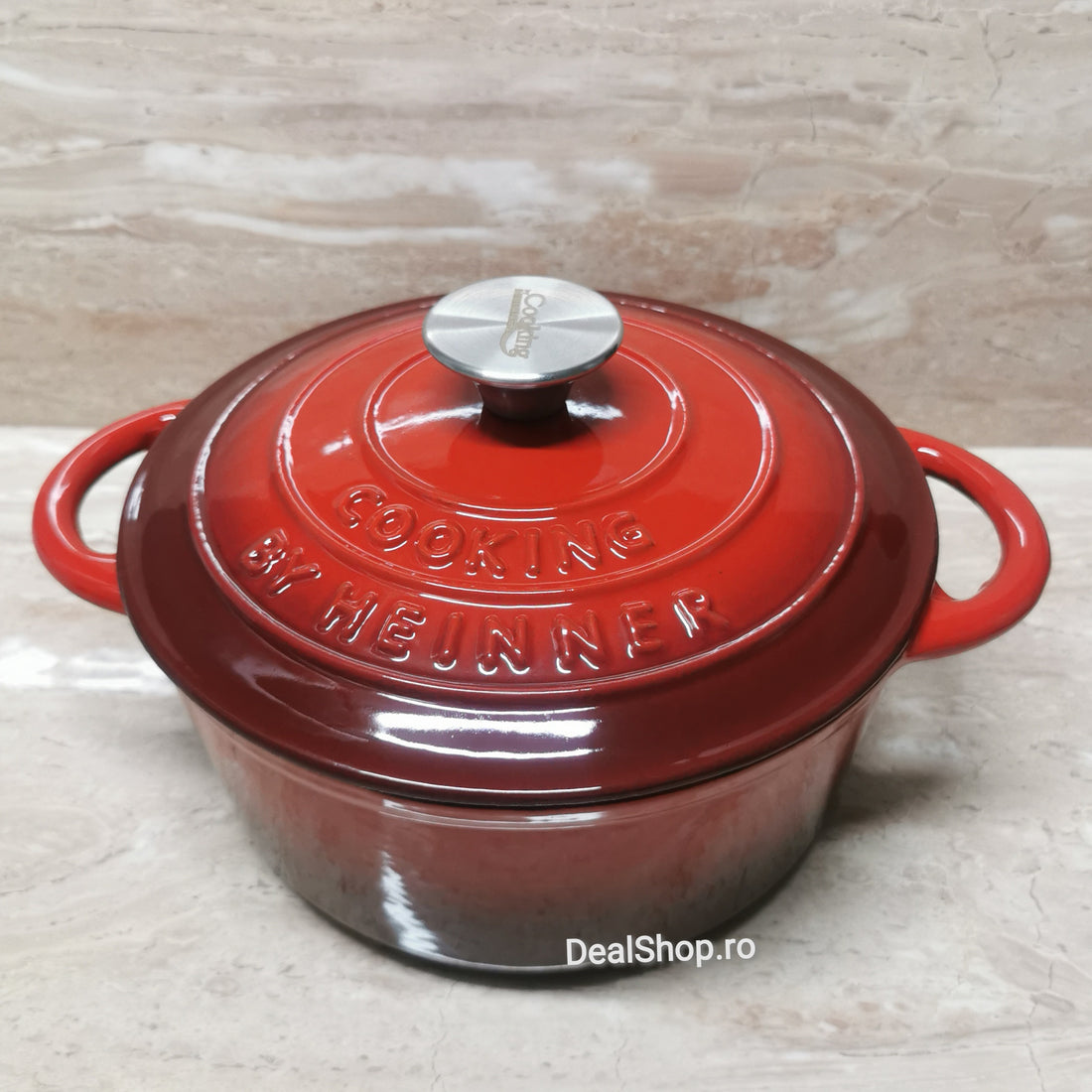 Cratita fonta emailata 2,9 litri Cooking by Heinner Red Line cratita fonta cu capac 22 x 9,5 cm