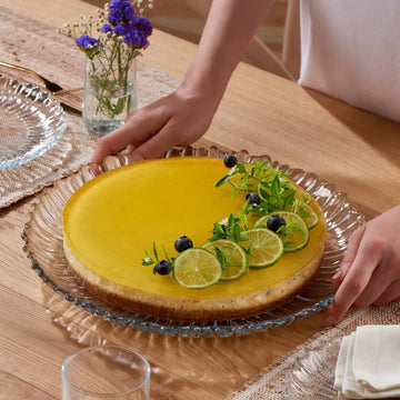 Platou rotund din sticlă Aurora 31.5 cm – design elegant ideal pentru servire modernă și rafinată