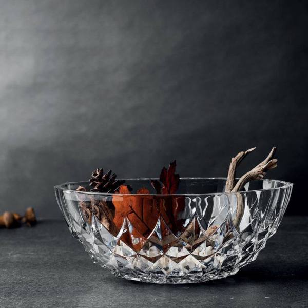 Bol oval din sticlă Lavinia, 24 x 15.5 x 9.5 cm – design elegant cu efect de cristal, ideal pentru servire rafinată