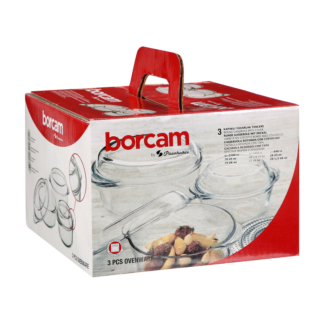 Set 3 vase din yena cu capac rotunde – Borcam, 0,84 litru, 1,5 litri si 2,1 litri 159021