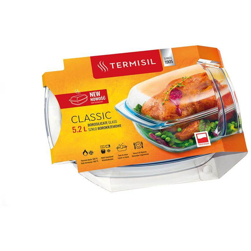Vas yena termorezistent cu capac dreptunghiular 5.2 l Termisil