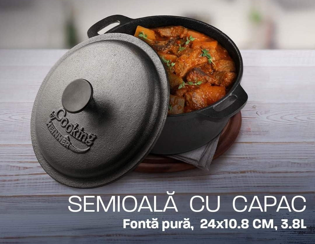 Cratita 3.8 litri fonta pura cu capac Cooking Heinner gateste traditional sanatos si gustos
