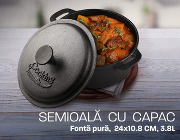 Cratita 3.8 litri fonta pura cu capac Cooking Heinner gateste traditional sanatos si gustos