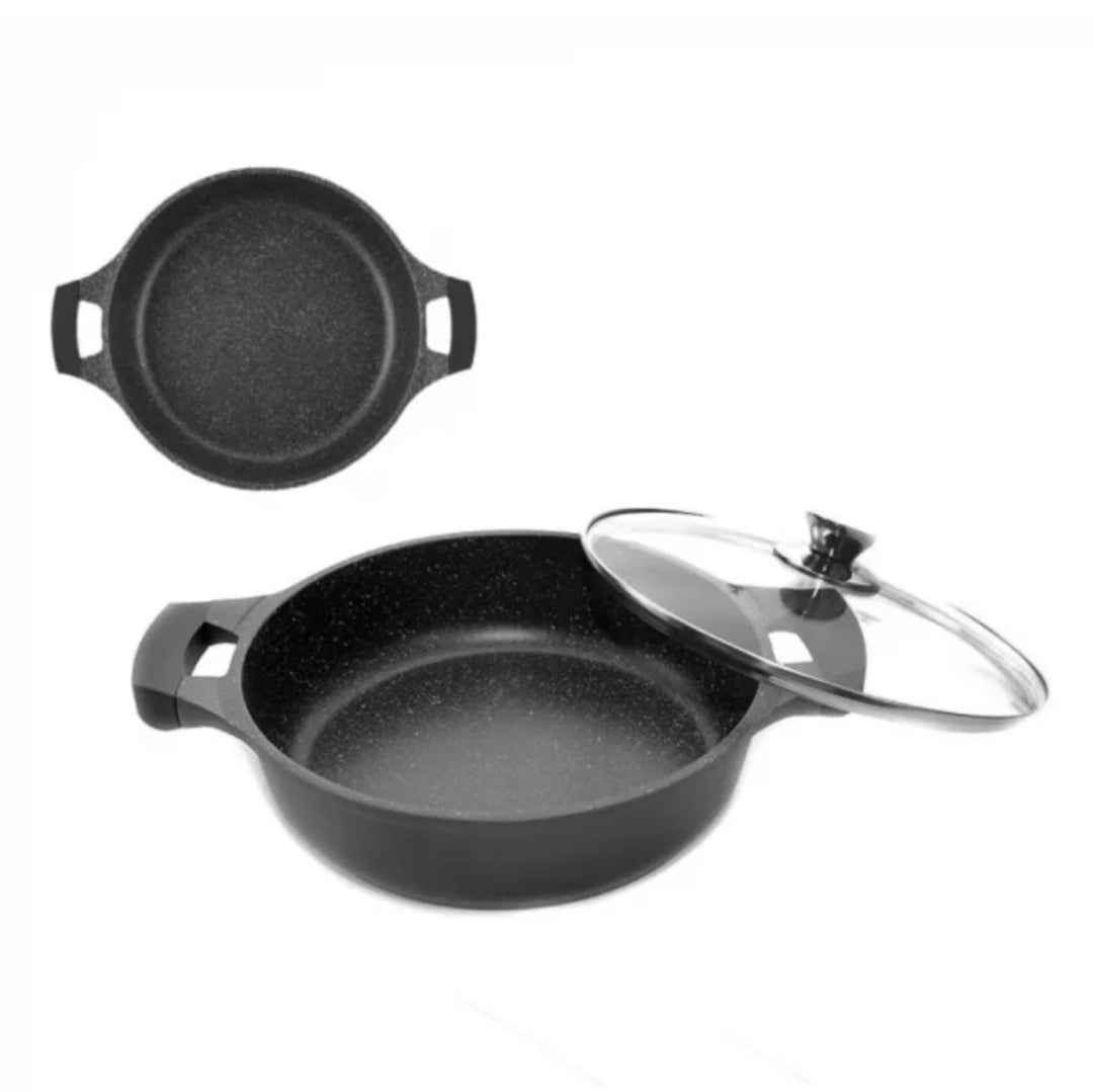 Cratita 4 litri invelis marmură joasa cu capac 28 cm RL-BR28ML Royalty Line