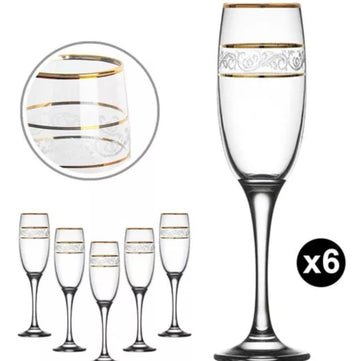 Set 6 pahare aurii sampanie Lav Adora Gold  Eleganta si Rafinament pentru Ocazii Speciale