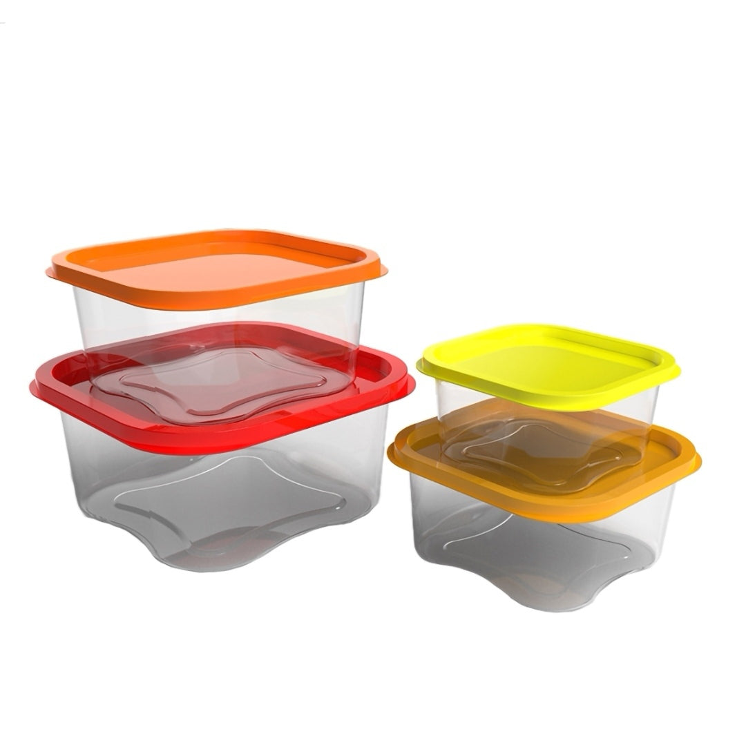 Set 4 caserole cu capac multicolor