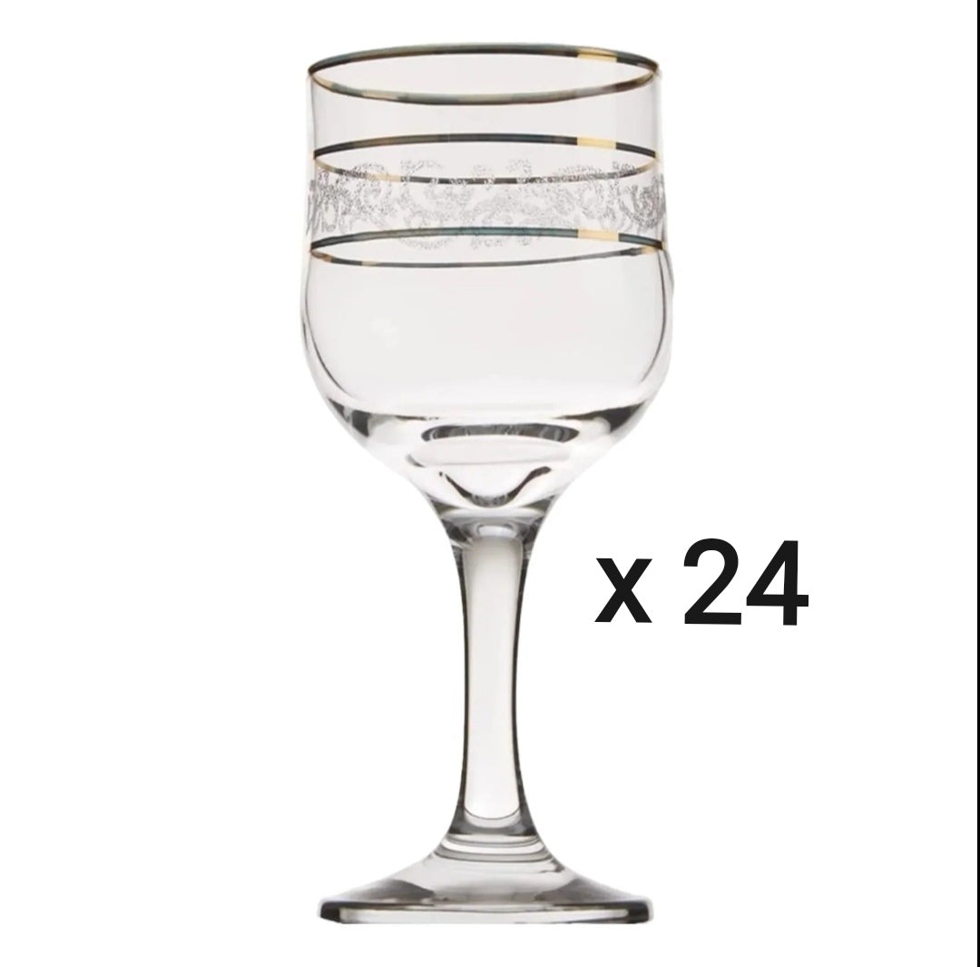 Set 24 pahare cu picior LAV Adora Gold 320 ml Eleganță Maximă pentru Servirea Băuturilor Premium